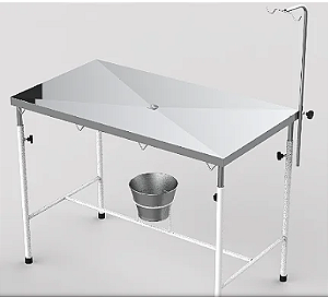 Mesa de Atendimento Veterinária Epóxi com Tampo Inox