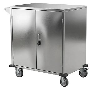 Carro para Transporte de Material / Roupa Limpa INOX Fechado c/ Portas
