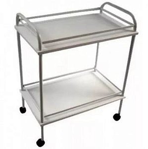 Mesa Auxiliar Inox 40x60x80cm com Rodizio e Varanda
