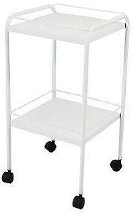 Mesa Auxiliar em Pintura Epóxi 40x40x80cm com Rodizio e Varanda