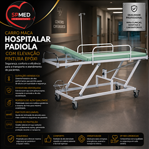 Carro Maca Hospitalar Padiola Com Elevação Epoxi
