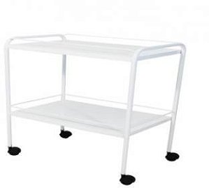 Mesa Auxiliar Pintura Epóxi 90x50x80cm com Rodizio e Varanda