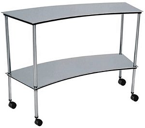 Mesa Semi-Circular Inox com Prateleira