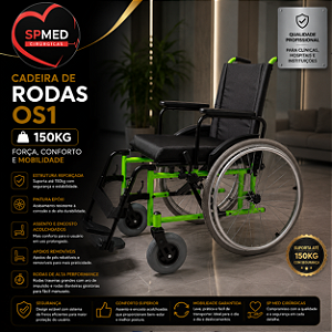 Cadeira de Rodas OS1 - Preta - 150kg