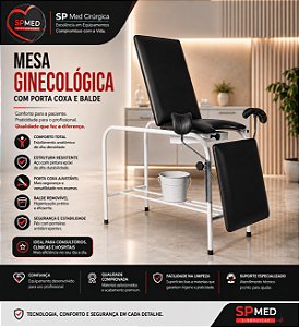 Mesa Ginecológica com Porta Coxa, Balde
