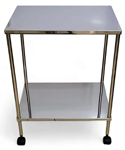 Mesa Auxiliar em Aço Inox L.60 x C.60 x A.75cm com Rodizio