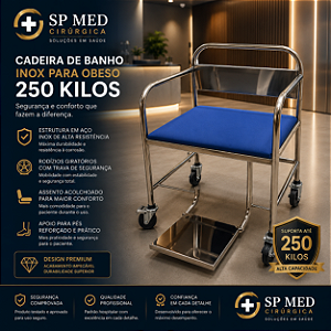 Cadeira de Banho Inox para Obeso - 250kilos