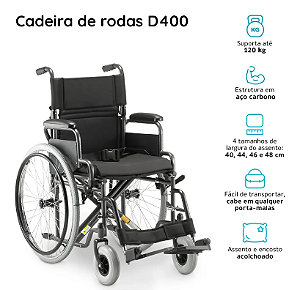 Cadeira de Rodas Aço Dobrável até 120 Kg D400 Dellamed