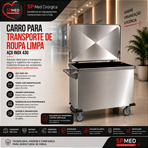 Carro para Transporte de Materiais em Aço Inox com Tampa