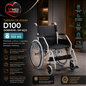 Cadeira de Rodas Dobrável em Aço até 120 Kg D100