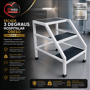 Escada 3 Degraus Hospitalar Pintura Epóxi - OBESO