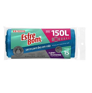 Saco para Lixo Azul EsfreBom Rolo 150L com 15 Unidades – Bettanin