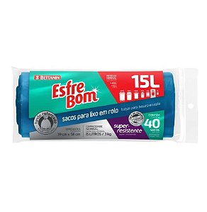Saco para Lixo Azul EsfreBom Rolo 15L com 40 Unidades - Bettanin