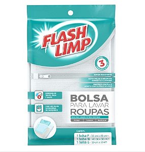 Kit 3 Bolsas para Lavar Roupas - Flash Limp