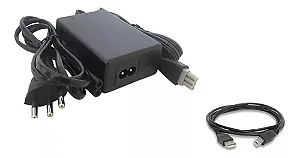 Fonte Para Impressora Hp Psc 1410 Plug Cinza + Cabo Usb