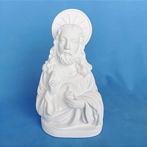 BUSTO SAGRADO CORAÇÃO DE JESUS 27,5 CM - GESSO CRU