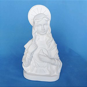 BUSTO SAGRADO CORAÇÃO DE MARIA 27,5 CM - GESSO CRU