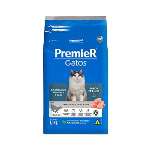 Premier Gatos Castrados de 6 meses a 6 anos sabor frango 1,5 KG