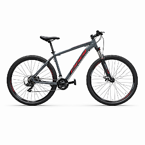 Bicicleta Aro 29 Oggi Hacker Sport Cinza e Vermelha
