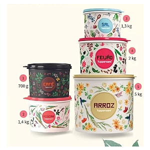 Kit Mantimento Floral Tupperware 5 Peças