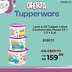 Kit 3 Peças Tupper Caixa Caminho das Flores