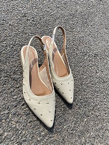 Sapatilha Slingbag Nude em COURO