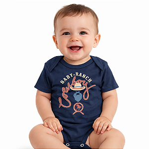 Body Malha M/C Baby Ranch Masculino Azul Escuro