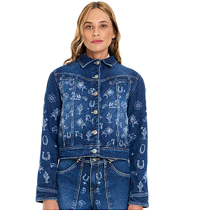 Jaqueta Jeans Fem Selff Wertern Laser