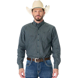 Camisa Masc Selff Western Classica Xadrez Verde