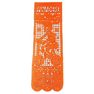Decoração Festa - Papel Picado Vertical laranja "Panadero Caveira"
