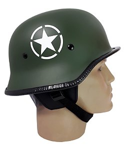 Capacete Aberto Verde Fosco Coquinho Estilo Segunda Guerra