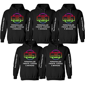 Kit 5un Moletons Canguru Personalizado Sua Estampa Ideia Qualquer Imagem