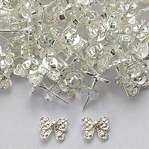 BRINCO FOLHEADO A PRATA COM 50 MILÉSIMOS + VERNIZ DIAMOND LAÇO 8MM (PAR) (PRA330) PRBR000212