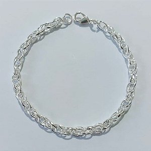 PULSEIRA FOLHEADA A PRATA COM 50 MILÉSIMOS + VERNIZ DIAMOND 18CM CORRENTES ENTRELAÇADAS PRPS000117