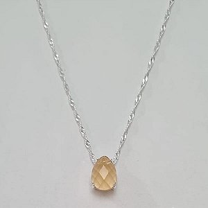 GARGANTILHA FOLHEADA A PRATA COM 50 MILÉSIMOS + VERNIZ DIAMOND COM CORRENTE SINGAPURA 45CM ALTA FUSÃO ZIRCÔNIA SALMÃO FOSCA 10X14MM FECHO LAGOSTA PRGG000503