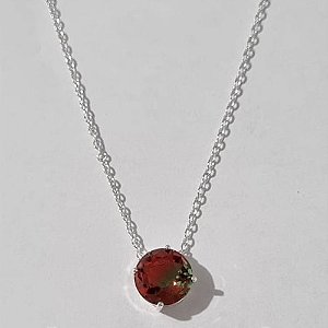 GARGANTILHA FOLHEADA A PRATA COM 50 MILÉSIMOS + VERNIZ DIAMOND CORRENTE CADEADO 45CM ZIRCÔNIA DUAS CORES 10MM PRGG000603