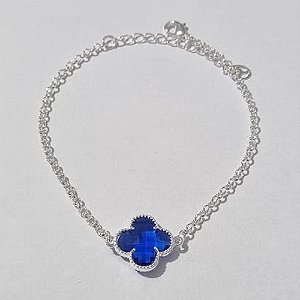 PULSEIRAS FOLHEADA A PRATA COM 50 MILÉSIMOS + VERNIZ DIAMOND 18CM VAN CLEEF AZUL 13MM+ EXTENSOR PRPS000418
