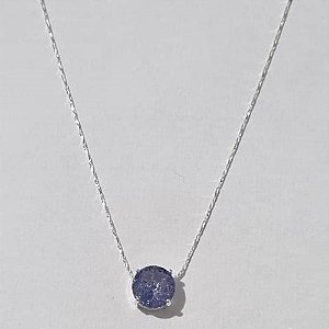 GARGANTILHA FOLHEADA A PRATA COM 50 MILÉSIMOS + VERNIZ DIAMOND CORRENTE L-11 IMPORTADA 40CM ALTA FUSÃO ZIRCÔNIA LILÁS COM BRILHOS 10MM + EXTENSOR PRGG000763