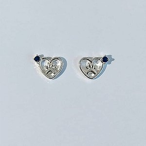 BRINCO FOLHEADO A PRATA COM 50 MILÉSIMOS + VERNIZ DIAMOND BRINCO DE PINO CORAÇÃO PATINHA 12MM PRBR000510