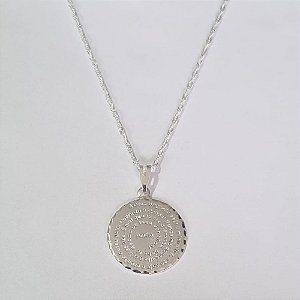 GARGANTILHA FOLHEADA A PRATA COM 50 MILÉSIMOS + VERNIZ DIAMOND CORRENTE SINGAPURA 45CM PINGENTE CRUZ SAGRADA 25MM PRGG000821