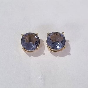 BRINCO FOLHEADO A OURO COM 6 MILÉSIMOS + VERNIZ DIAMOND ZIRCÔNIA LILÁS 10MM OUBR000067