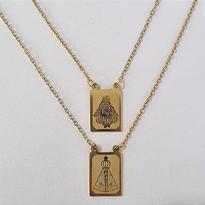 ESCAPULÁRIO EM AÇO INOXIDÁVEL 316L DOURADO NOSSA SENHORA APARECIDA ACES000030