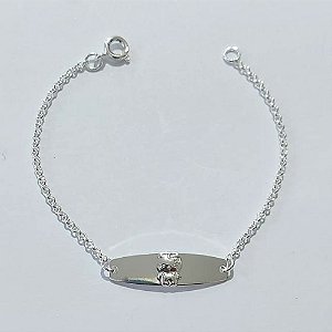 PULSEIRA FOLHEADA A PRATA COM 50 MILÉSIMOS + VERNIZ DIAMOND PULSEIRA INFANTIL 14CM CHAPINHA DESENHADA PRPS000554