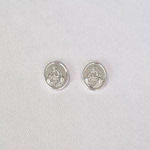 BRINCO FOLHEADO A PRATA COM 50 MILÉSIMOS + VERNIZ DIAMOND SAGRADO CORAÇÃO 9MM PRBR000655