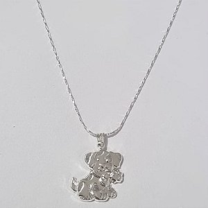 GARGANTILHA FOLHEADA A PRATA COM 50 MILÉSIMOS + VERNIZ DIAMOND CORRENTE l-11 42CM CACHORRO 18MM PRGG000913