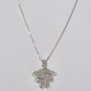 GARGANTILHA FOLHEADA A PRATA COM 50 MILÉSIMOS + VERNIZ DIAMOND CORRENTE  44CM BEBEZINHA 17MM PRGG000926
