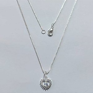 GARGANTILHA FOLHEADA A PRATA COM 50 MILÉSIMOS + VERNIZ DIAMOND 45CM CORRENTE VENEZIANA 45CM PINGENTE NOSSA SENHORA APARECIDA COM MICRO ZIRCÔNIAS 10MM PRGG000950