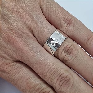 ANEL FOLHEADO A PRATA COM 50 MILÉSIMOS + VERNIZ DIAMOND AJUSTÁVEL DESENHADO PRAN000042