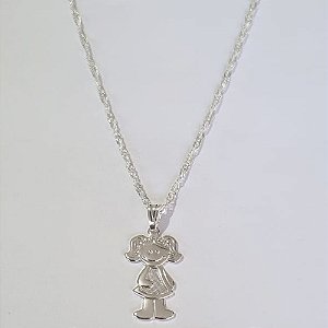 GARGANTILHA FOLHEADA A PRATA COM 50 MILÉSIMOS + VERNIZ DIAMOND 45CM CORRENTE SINGAPURA MENINA 13MM PRGG000966
