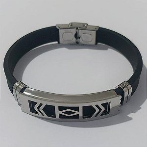 PULSEIRA  EM AÇO INOXIDÁVEL 316L EMBORRACHADA 20CM LARGURA 10MM COM TRAVA DETALHES VAZADOS ACPS000379